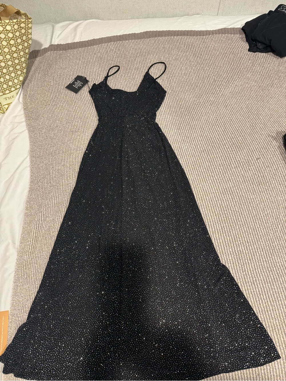 Reformation Black Sparkle Maxi Dress